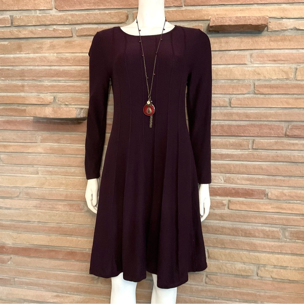 Purple Flared A Line Knit Dress Small Petite Jessica Howard